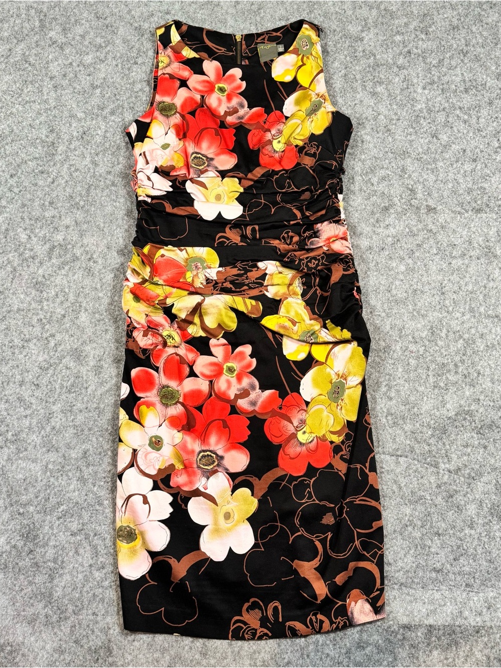 Taylor Floral Ruched Sheath Dress, Size 2, Excellent used Condition